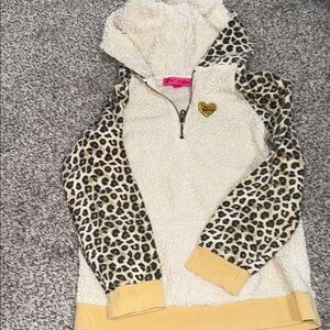 Betsey Johnson Cream and Tan Leopard Kids Hoodie